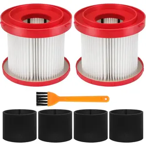 2 Pack 49-90-1900 Wet Dry Vacuum Filter Compatible With Cordless M18 Vacuum 0780-20 0880-20, with 4 Foam Sleeve Filters & 1 Brush