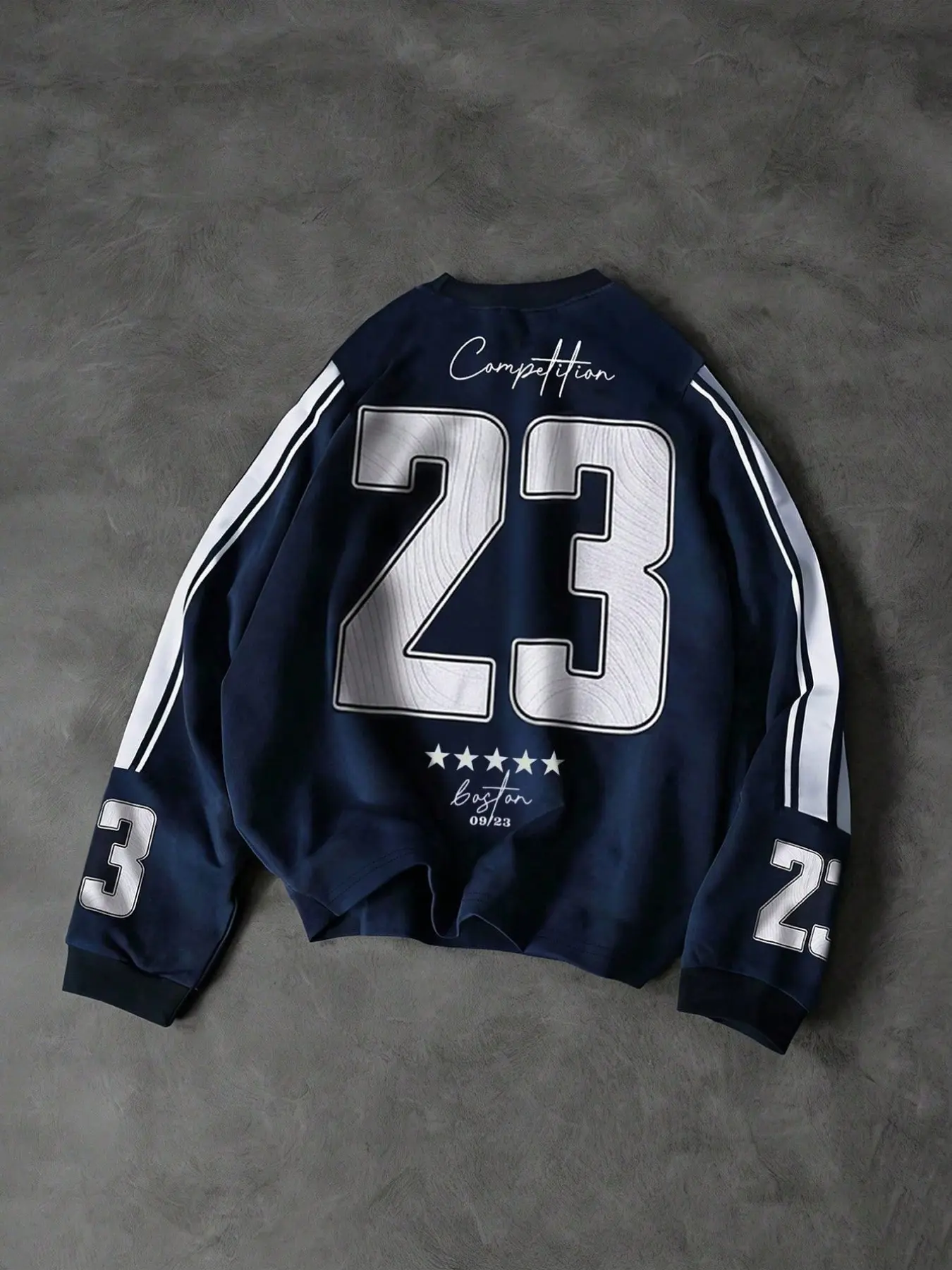 Oversized Classic Vintage Graphic Long Sleeve Casual Soft Sweatshirt for Men/Women - Retro 23 Athletic Print Crewneck - Blockcore Aesthetic Urban Fashion Streetwear Pullover Tops for Casual Daily Outfits