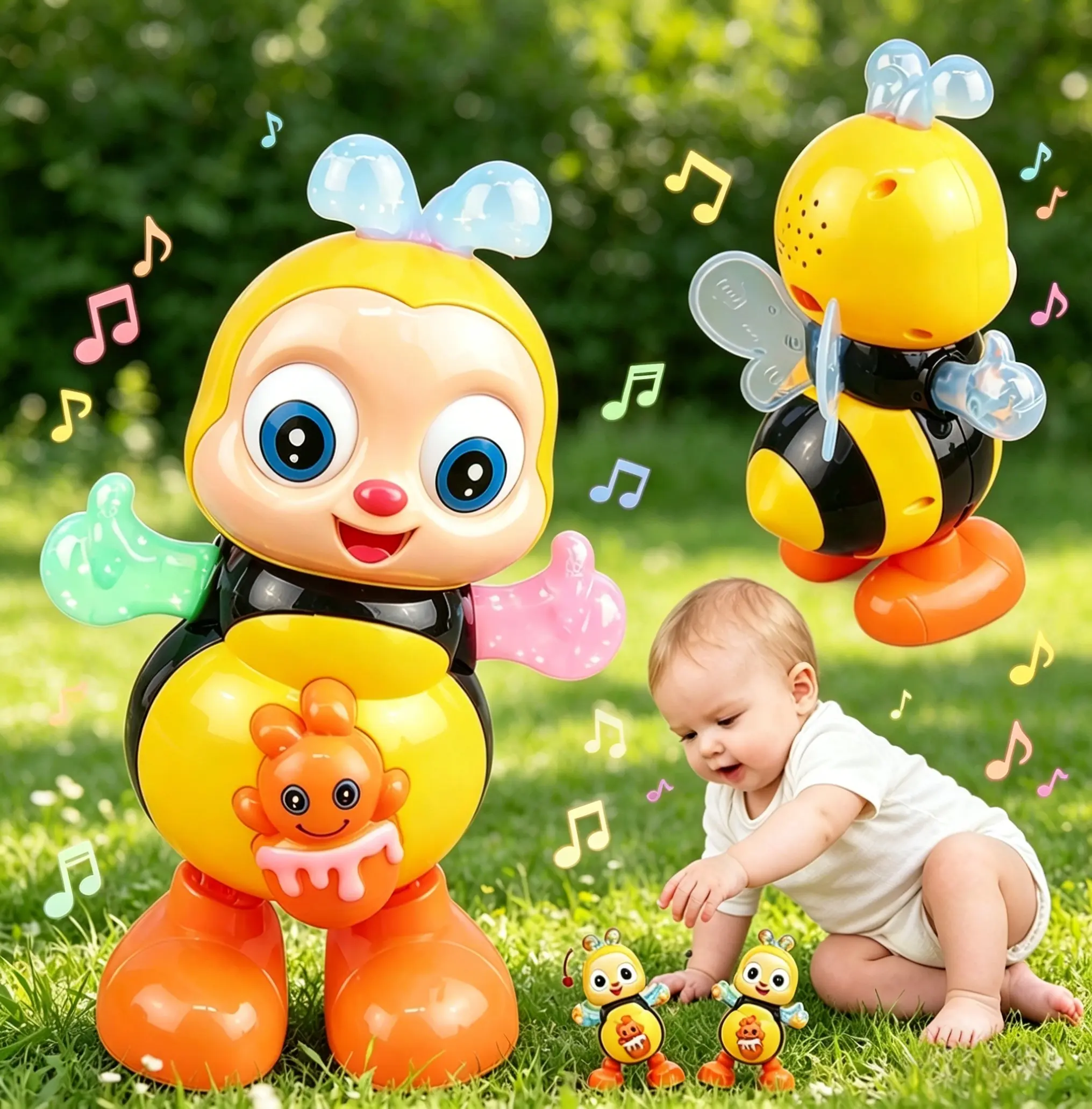 Dancing Bee Toy with Music & LED Lights  Juguete de Abeja Bailarina con Sonidos y Luces para Niños  Fun Sensory Learning Diy Toys Gift for Boys and Girls