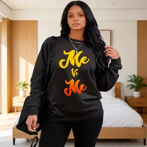 Plus Size Graphic Sweatshirt | 'Me vs Me' Motivational Hoodie, 0XL-5XL, Casual Cozy Streetwear