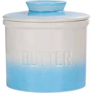 Jar, Butter Dish with Lid, with Water Line, Countertop Suitable, Housewarming Gift Box, Kitchen & Home Decoration (gradient blue, Ceramic)