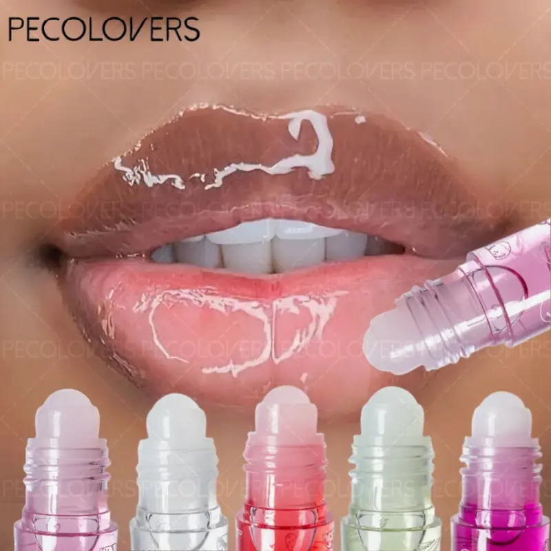 6PCS/Hydrating Fruit-Flavored Rollerball Lip Oil,Moisturizing,Long-Lasting Liquid Lip Oil,Natural Look Makeup