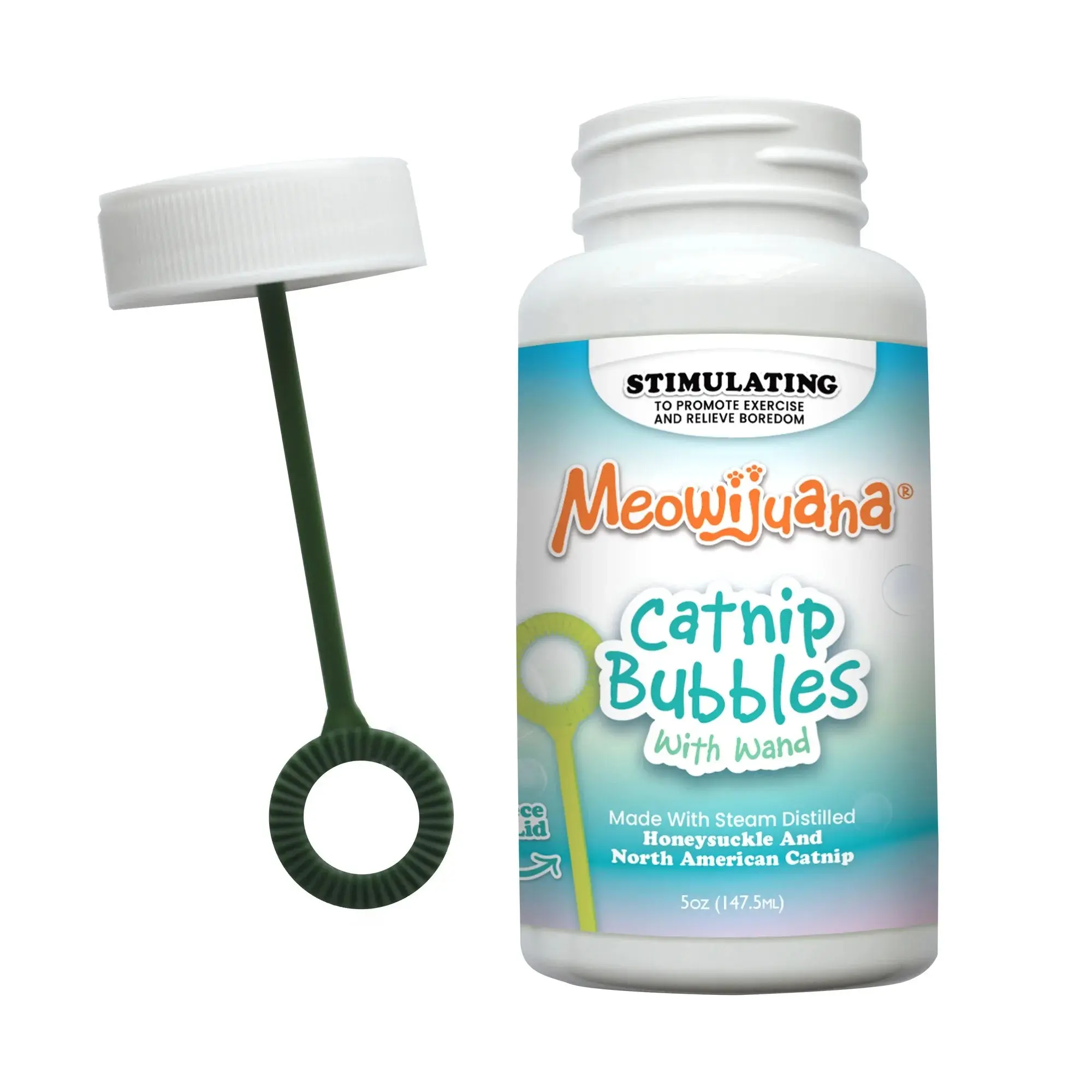 Catnip & Honeysuckle Bubbles – Interactive Cat Toy with Built-In Wand (5 oz)