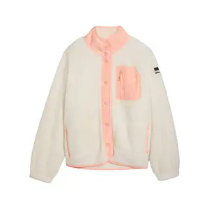 PUMA Womens Sherpa Fleece Pocket Jacket Athletic Outerwear Casual - Beige