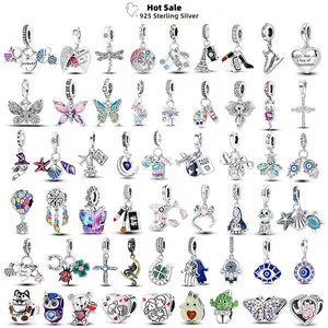 Charms Fit Pendant 925 Silver Original Bracelet Luminous Firefly Butterfly Turtle Feather Blue Eyes Beads DIY Clip Jewelry Gifts
