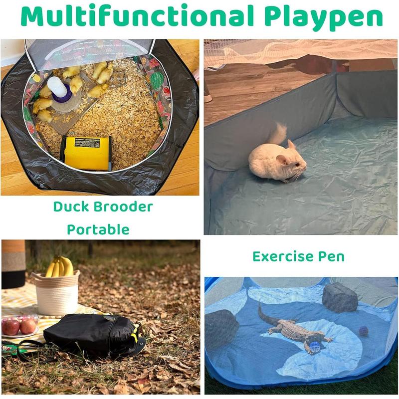 Small Animal Pop-Up Playpen with Mesh Cover, 47'' x 23.6'' x 15'' Chicken Brooder Box, Play Pen Indoor Outdoor for Guinea Pigs, Bunny, Rabbits, Ferrets, Chinchillas, Kittens