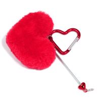 ZK573012  Heart pom-pom keychain  red/5pcs