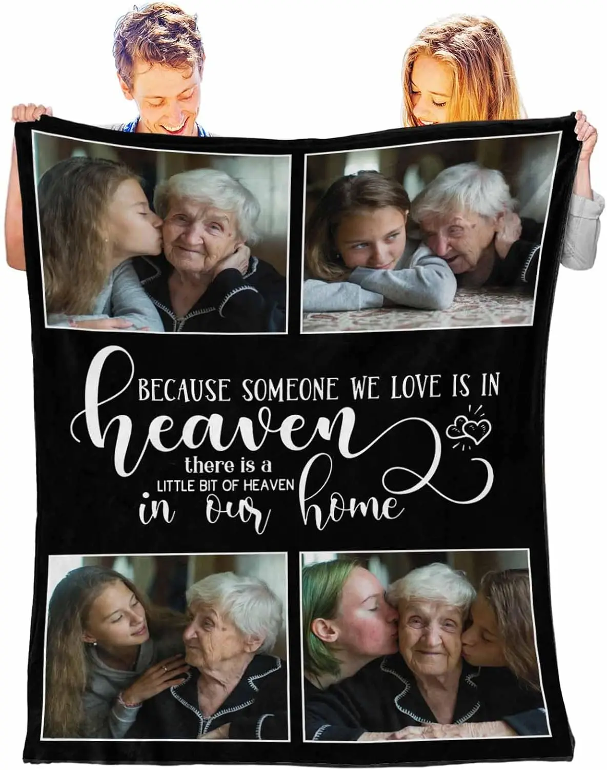 Custom Memorial Blanket with Pictures & Words - 54x70 Personalized Throw for Couples, Ideal Gift for Christmas, Father's Day, Valentine, Thanksgiving