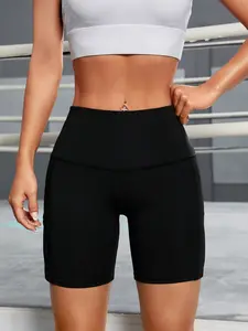 Spring Summer Women's Pocket Shorts, Yoga Sport Pants, Athleisure Shorts, High Waist Breathable Cycling Shorts, Outdoor Running Gym Training Shorts, Summer Sports Shorts