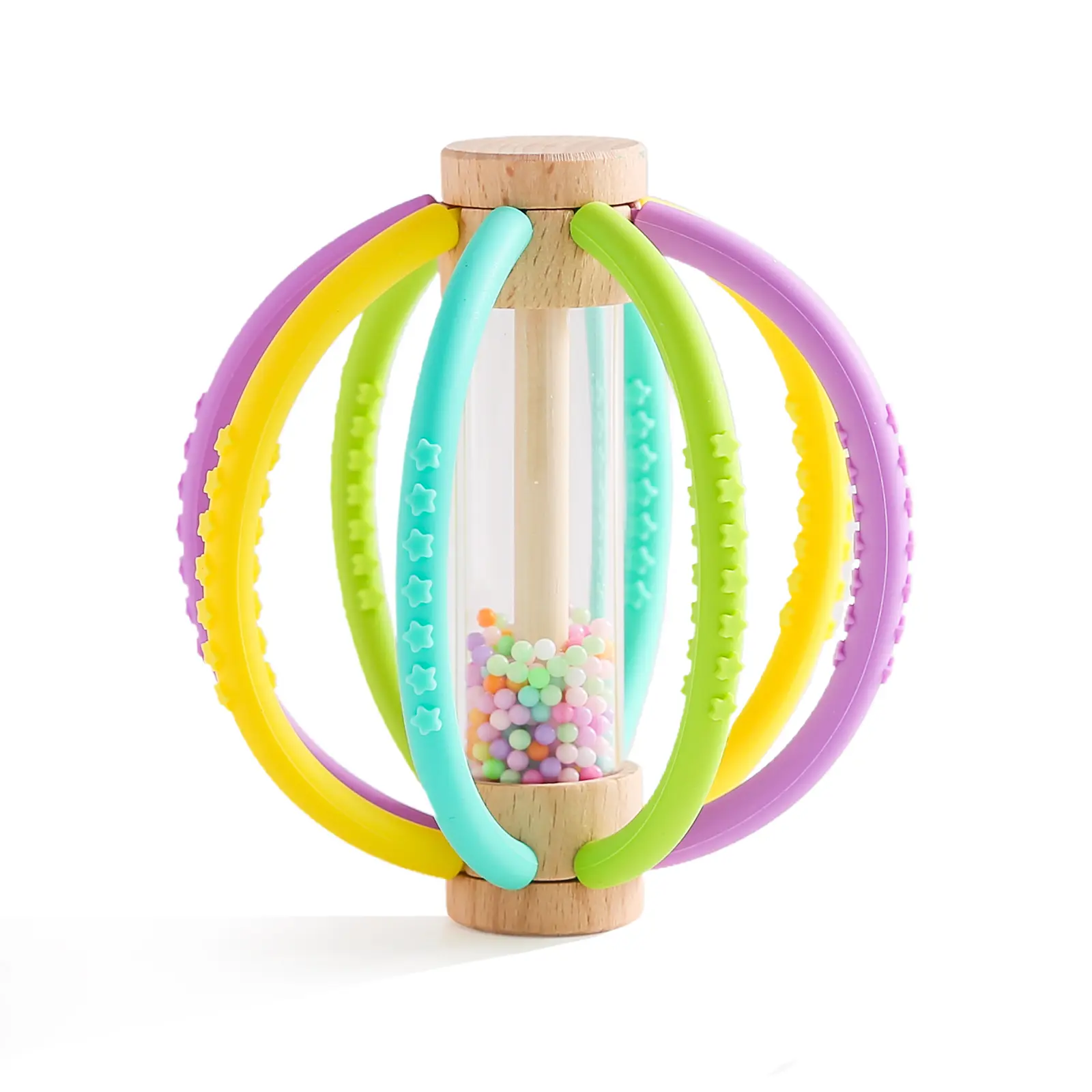 Silicone Baby Rattle for Newborns 6-12 Months, Montessori Sensory Developmental Toy, Relief Chew Teether―Wooden Learning Shaker Infant Rain Maker, Soft Activity Ball Roller for Boys & Girls DealsForYouDays Baby Shower Gift