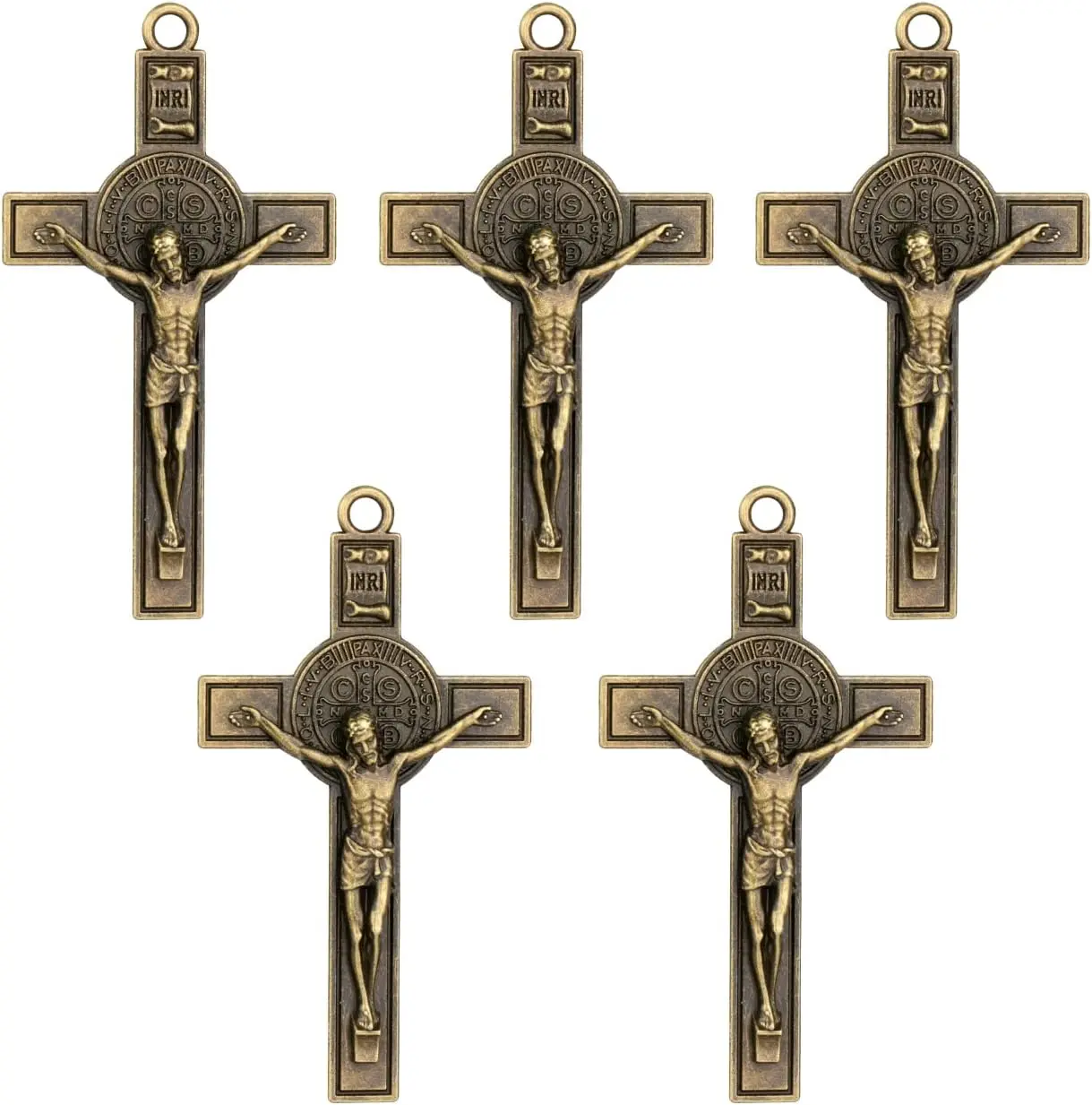 St. Benedict Exorcism Crucifix Cross Pendant for DIY Rosary Necklace Chaplet Part  Making Accessories Charms 5 count Bulk