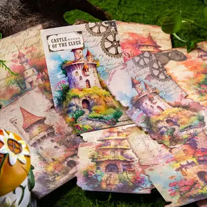 Vintage Castle Pattern Material Paper (30pcs/set), Random Pattern Background Paper for Scrapbooking Journal Card Making Decoration, Journaling, Art, Crafts, Projects, Gift Wrapping Paper, Scrapbook Materials