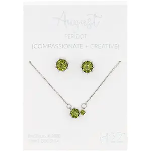 August Peridot 16.5"-18.5" Birthstone Jewelry Gift Set