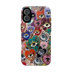Vintage Mosaic Collage Phone Case Beaded Phone Case Trendy Hearts Preppy Funky - Case for iP 8, X, 11, 12, 13, 14, 15, 16