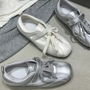 Women's Ballet Mary Jane Shoes • Satin Velcro • Hidden 5cm Heel • Retro Trainer Style