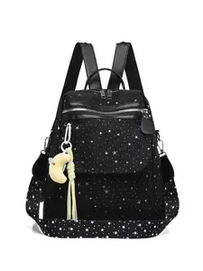 Star Print Backpack, Dual Use Crossbody Bag, Waterproof Oxford Student Bookbag, Large Capacity Commute Travel Backpack, Multi-Layer Design, Commuter Backpack