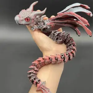 New 3D Printed Dual-Horned Dragon Joint Model with Wings, Large Horn Dragon Figurine, Collectible Display Piece, Handmade Craft, Ornaments, Decor