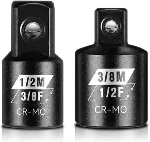 2 count Impact Socket Adapter and Reducer Set, 3/8" to 1/2" & 1/2" to 3/8" Socket Adapter Set, SAE Drive Cr-Mo Steel Exceeds ANSI Standards, Square Drive Adapter for Impact Driver Wrench