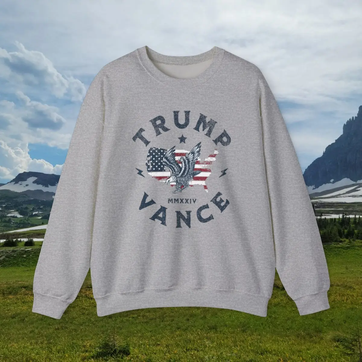 Trump Vance 2024 Retro Crewneck sweatshirt - Political Donald JDVance Sweat Shirt Crew Neck