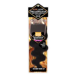 ModelModel Virgin Human Hair Dream Weaver Bundle 4X4 Lace Closure Body Wave 12"