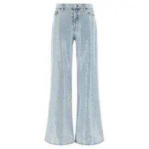 Women's 7 For All Mankind Lotta Cotton Flared Jeans - Low-Waist, Sequin-Embellished, 1-Pocket Design