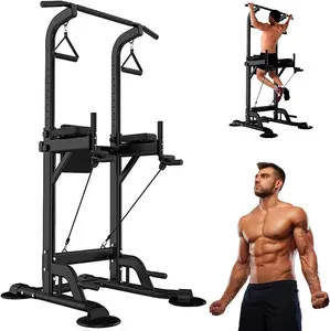 Power Tower Pull Up Bar for Home Gym，Multi Functional Dip Bar Station，Adjustable Height Workout Dip Station Strengt.h Training Fitness Equipment