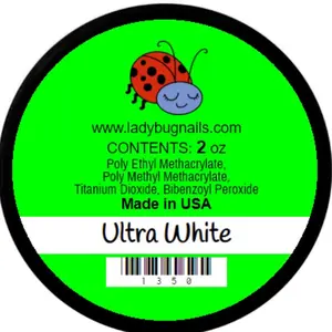Acrylic Nail Powder - ULTRA WHITE 2oz  By Ladybug Nails