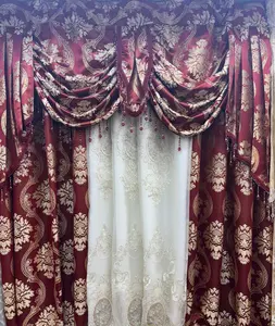Mina 5 Piece Luxury Curtain Set – Burgundy | Fits 59 Inch Wide Window