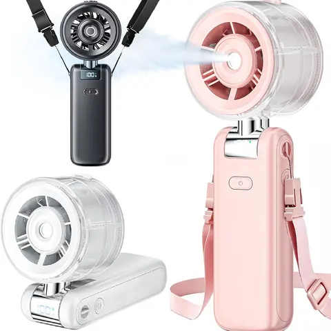 Portable Fans, Handheld USB-Rechargeable Mini 5-Speed Battery-Operated Personal Fan for Makeup Eyelash Use, Travel Gifts for Stylish Women