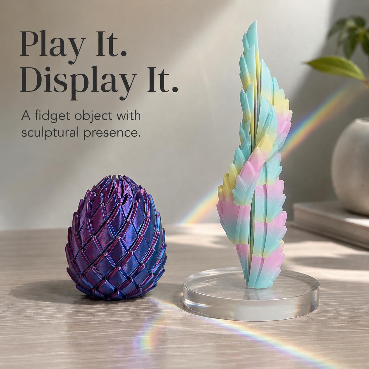 3D Printed Dragon Egg Fidget Toy — Satisfying Tactile & ASMR Sensory Toy for Stress, Anxiety & Focus | Transforming Self-Regulation Desk Fidget for Kids, Teens & Adults | Non-Toxic PLA, BPA-Free, Ages 3+ | 3 in (7.5 cm), 1.6 oz (45 g), Kids Toys, Gifts 3D Printed Dragon Egg Fidget Toy — Satisfying Tactile & ASMR Sensory Toy for Stress, Anxiety & Focus | Transforming Self-Regulation Desk Fidget for Kids, Teens & Adults | Non-Toxic PLA, BPA-Free, Ages 3+ | 3 in (7.5 cm), 1.6 oz (45 g), Kids Toys, Gifts