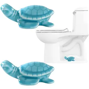 Cute Turtle Toilet Bolt Caps Ceramic Sea Turtle Toilet Bolt Covers Decorative, Set of 2 Toilet Screw Cover Caps, Toilet Caps for Bottom of Toilet, Toilet Bowl Caps for Bolts Bathroom Decor (F)