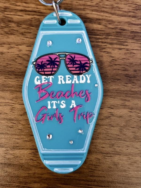 Hotel Keychains - Set of 5 "Girls Trip" with Colorful Designs and Metal Rings for Keychains