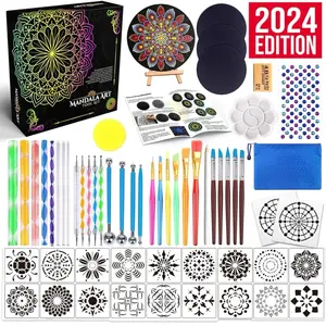 Mandala Dotting Tools Painting Kit - Rock Dot Paint Stencils Tool Set Art Craft Supplies Kits Tray Brush Zipper Pen for Nail Stone Mandala Arts Drawing Home Decor Activity | Mothers Day Gift