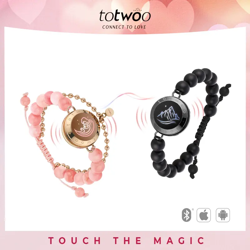 Totwoo Magic Smart Bracelets for Couples, Elegant Jewelry Bracelets with Matching Beads, Bond Touch Long-Distance Touch Couple Gifts for Adults, Matching BF and GF Fashion Accessories
