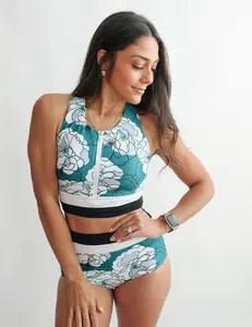 Crop Zip Up Breastfeeding Swimsuit Top