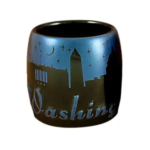 212 MAIN Ceramic Reusable Coffee Shot Mug - Ceramic Body, Microwave-Safe, Americaware SCSWDC04, Washington DC Night Theme City Silhouette Unique Print Drinkware
