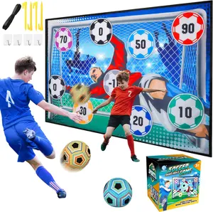 Kids Soccer Target Game Set with 2 Soft Balls, Indoor Outdoor Hanging Goal Toy for Backyard Play