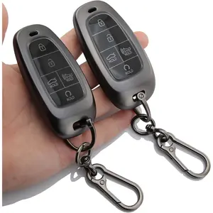 2-Pack for Hyundai Key Fob Cover with Keychain 5-Button TPU Key Case Accessories Fit for 2020-2025 Palisade Tucson Santa Fe Sonata Santa Cruz