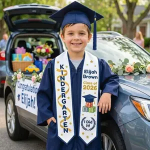 Personalized Kindergarten Graduation Stole for Boys Girls, Custom Name Class of 2026 Sash, Preschool Grad Stole, Kids Graduation Gift