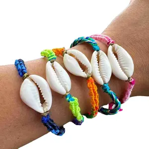 Colorful Shell Bracelets Handmade Adjustable Boho Jewelry with Cowrie Shells