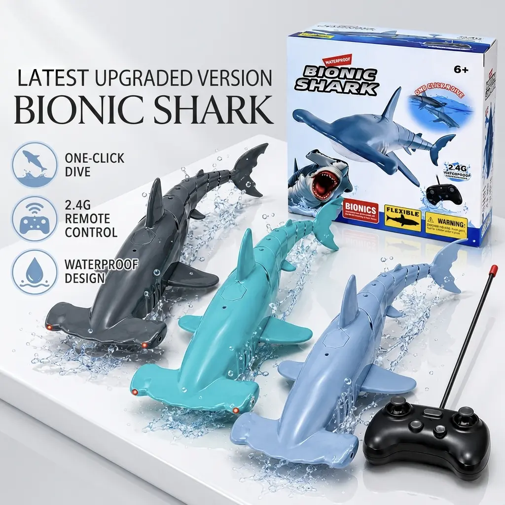 Trending Toy Alert!  Dive into Fun with this RC Hammerhead Shark with LED Side Lights!  Flexible, Segments, Waterproof