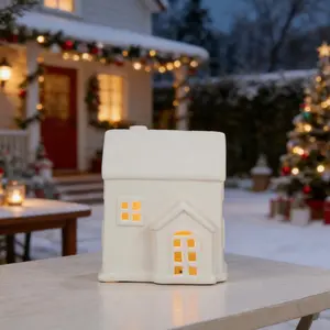 Vintage Ceramic House Lantern Decoration, Entryway Atmosphere Night Light, Elegant Candle Holder Gift for Housewarming