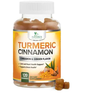 Turmeric Curcumin Supplement Gummies - 95% Curcuminoids with Turmeric Ginger, Black Pepper for Best Absorption, Nature's Vegan Joint Support, Non-GMO, Gluten Free, Tasty Cinnamon Flavor - 120 Gummies