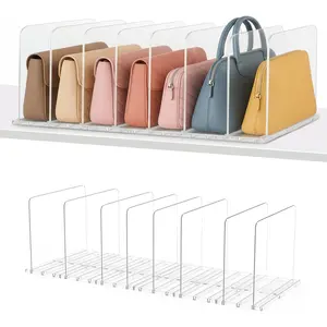 Adjustable Bag & Purse Organizer for Closet | Clear Shelf Dividers for Closet Organization, Vertical Handbag Separator for Sweater, Shirts & Clutches,  for Bedroom, Living Room,