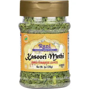 Rani Fenugreek Leaves Dried (Kasoori Methi) 1oz (28g) PET Jar ~ All Natural | Vegan | Gluten Friendly | NON-GMO | Kosher | Indian Origin