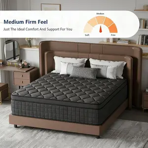 ZYLUMI Queen Mattress, 12" Spring Hybrid Mattress, In-a-Box, Memory Foam, Pocket Spring Mattress, Pressure Relief, Medium Firm Support，CertiPUR-US and Oeko TEX Certified