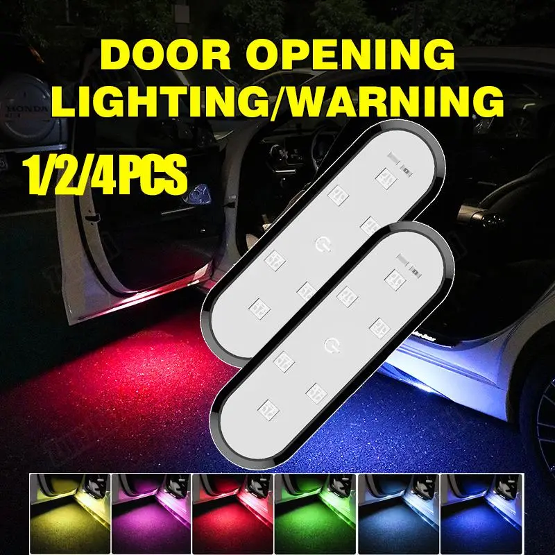1/2/4pcsCar Warning Door Light LED Anti-collision Door Burst Flashing Light Inductive Atmosphere Welcome Light Wiring