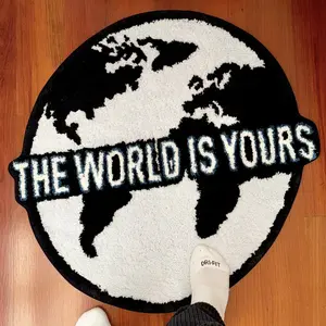 Habitatt The World Is Yours Rug for Home Decoration, Designer Rugs, Soft and Fluffy Rugs for Bedroom Living Room Bathroom, Mats Carpets, Home Essentials, Non-slip, Home Decor, Decorative Carpet for Home, Cozy Bedroom, Christmas Gifts, Christmas Decoration