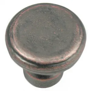 212 MAIN Large Mushroom-Type Button Door Knob - Riverstone Finish, Antique Copper Color, Door Hardware Accessory