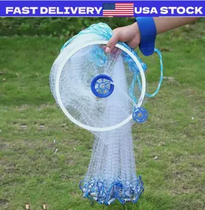 6-16Ft Fishing Cast Net w/Zinc Ring Bait Easy Throw Hand Cast Strong Nylon Mesh